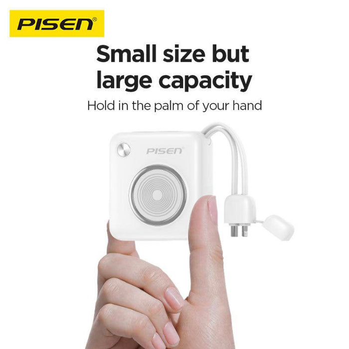 แบตเตอรี่สำรองพกพา 10000 mAh Pisen Retro Power Block 22.5 วัตต์ สี White