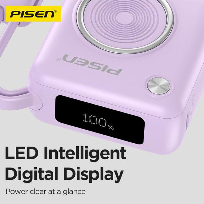 แบตเตอรี่สำรองพกพา 10000 mAh Pisen Retro Power Block 22.5 วัตต์ สี White