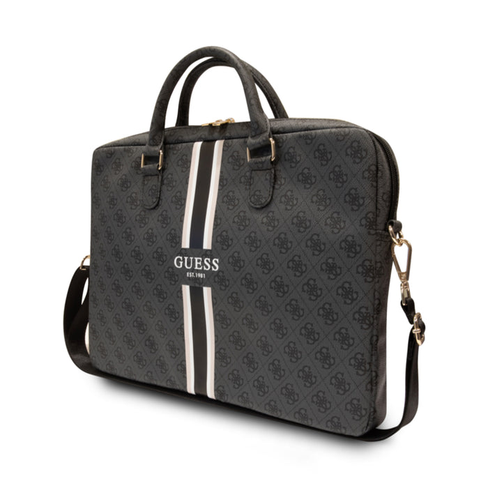 กระเป๋าคอมพิวเตอร์ 16 นิ้ว Guess PU 4G With Printed Stripes  สี Black