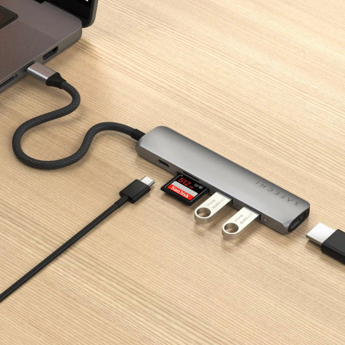 อะแดปเตอร์มัลติพอร์ต 6 in 1 USB-C สี Space Grey ประหยัดพื้นที่โต๊ะทำงาน แบรนด์ SATECHI