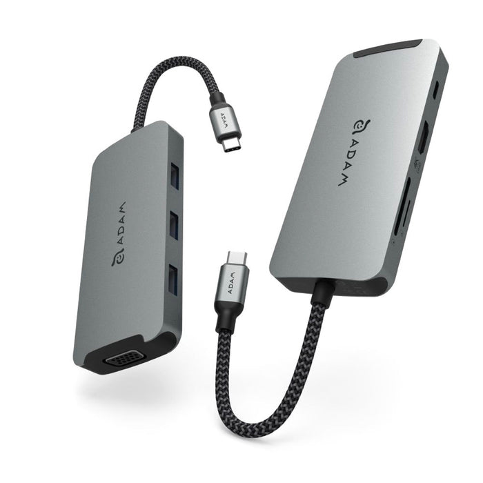 ฮับมัลติฟังก์ชั่น ADAM elements CASA HUB A08 USB-C เวอร์ชั่น 3.1 มี 8 พอร์ต สี Grey