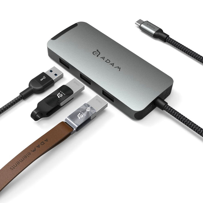 ฮับมัลติฟังก์ชั่น ADAM elements CASA HUB A08 USB-C เวอร์ชั่น 3.1 มี 8 พอร์ต สี Grey