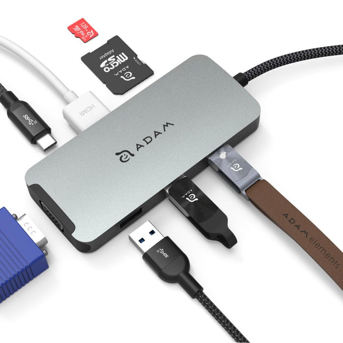 ฮับมัลติฟังก์ชั่น ADAM elements CASA HUB A08 USB-C เวอร์ชั่น 3.1 มี 8 พอร์ต สี Grey