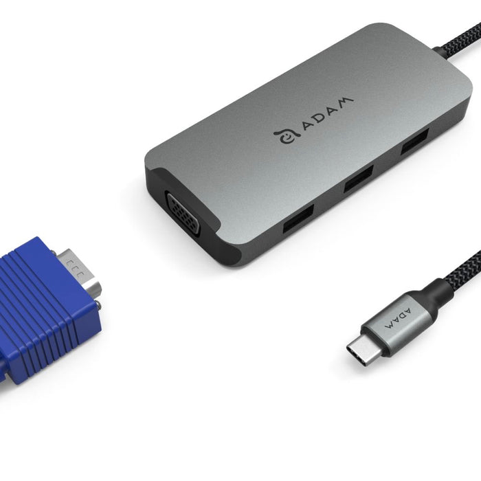 ฮับมัลติฟังก์ชั่น ADAM elements CASA HUB A08 USB-C เวอร์ชั่น 3.1 มี 8 พอร์ต สี Grey