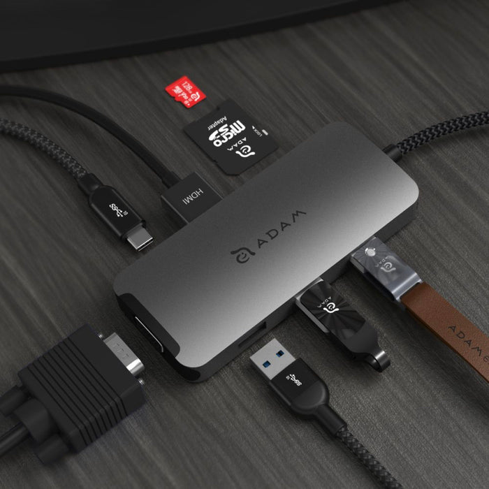 ฮับมัลติฟังก์ชั่น ADAM elements CASA HUB A08 USB-C เวอร์ชั่น 3.1 มี 8 พอร์ต สี Grey