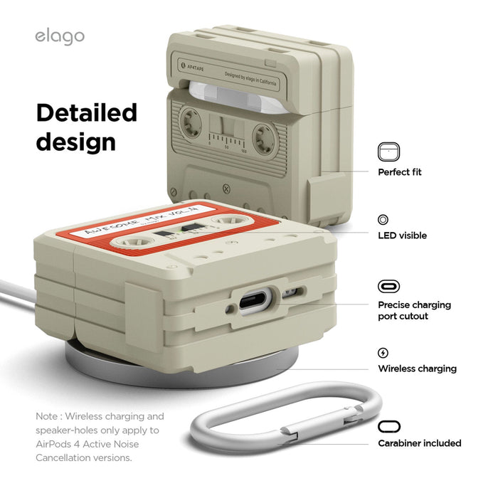 เคสกันกระแทก AirPods รุ่นที่ 4 Elago Cassette Tape สี White/Red