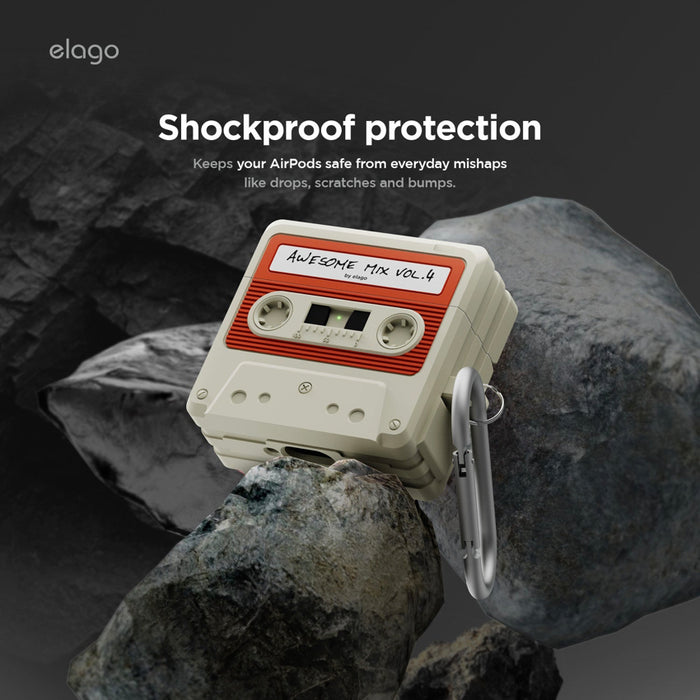เคสกันกระแทก AirPods รุ่นที่ 4 Elago Cassette Tape สี White/Red