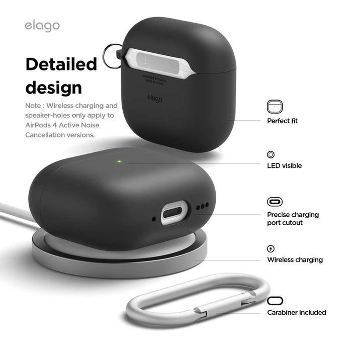 เคสกันกระแทก AirPods รุ่นที่ 4 Elago Liquid Silicone Hang สี Black