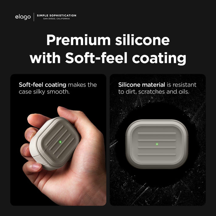 เคส AirPods Pro (รุ่นที่ 2) Elago Armor พร้อมสายคล้องข้อมือ สี Black