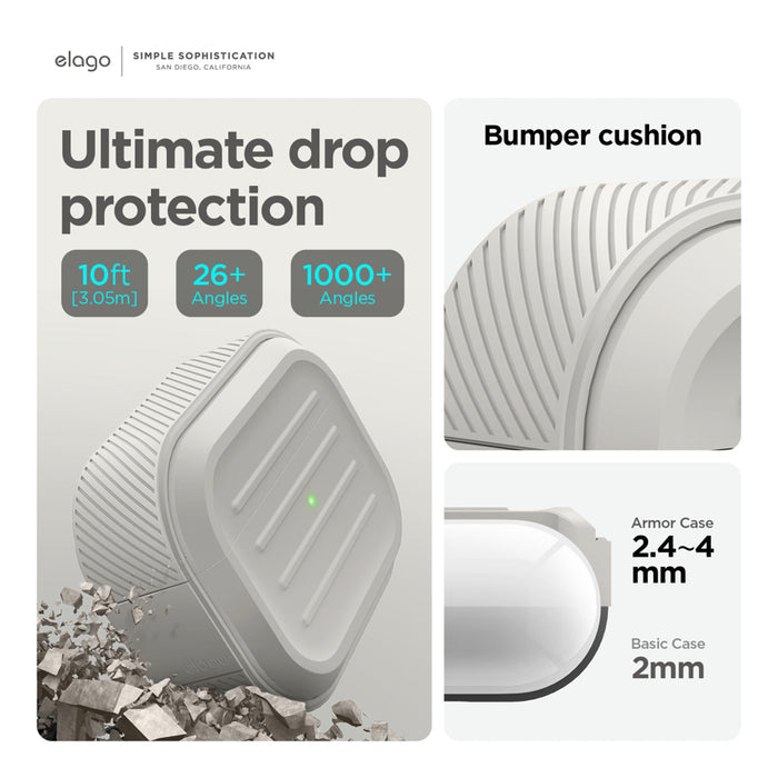 เคส AirPods Pro (รุ่นที่ 2) Elago Armor พร้อมสายคล้องข้อมือ สี Stone