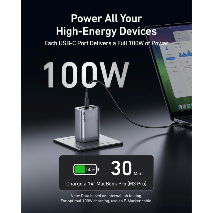 ชาร์จเร็ว 100W พร้อมกัน 3 อุปกรณ์ ด้วย USB-C x2 และ USB-A ดีไซน์เล็กพกง่าย รองรับ MacBook ชาร์จไว เช็คราคา Anker Prime เลย