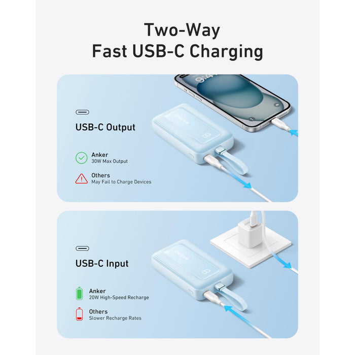 แบตเตอรี่สำรองพกพา Anker Zolo Power Bank สี Black (สาย USB-C)