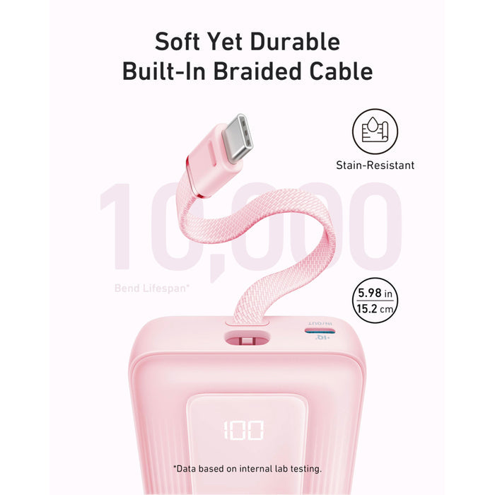 แบตเตอรี่สำรองพกพา Anker Zolo Power Bank สี White (สาย USB-C)