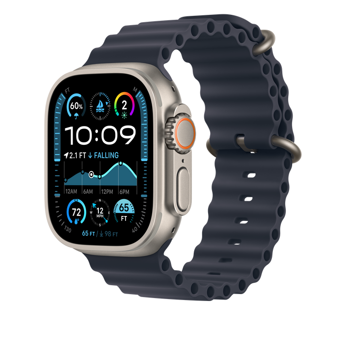 Apple Ocean Band 49mm Extension - NaturalTitaniumFinish/Navy