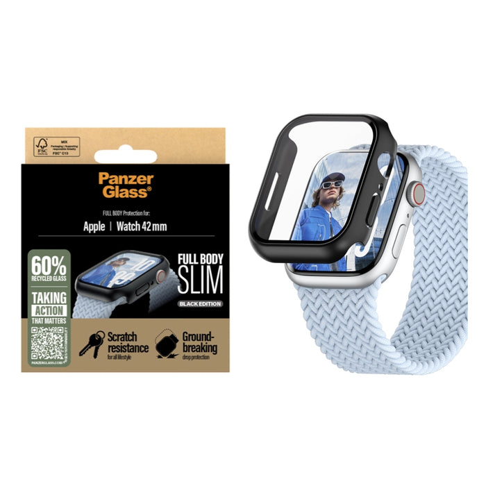 เคสพร้อมฟิล์มกระจก Apple Watch 10 PanzerGlass Full Body Slim สี Black