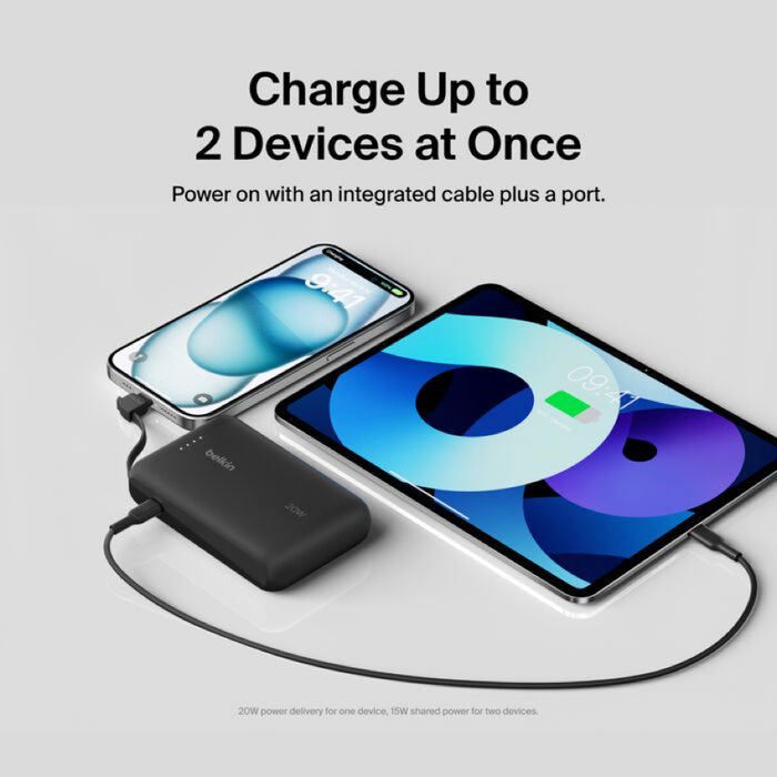 แบตเตอรี่สำรอง Belkin BOOST CHARGE ความจุ 10000mAh พร้อมสาย USB-C สีดำ