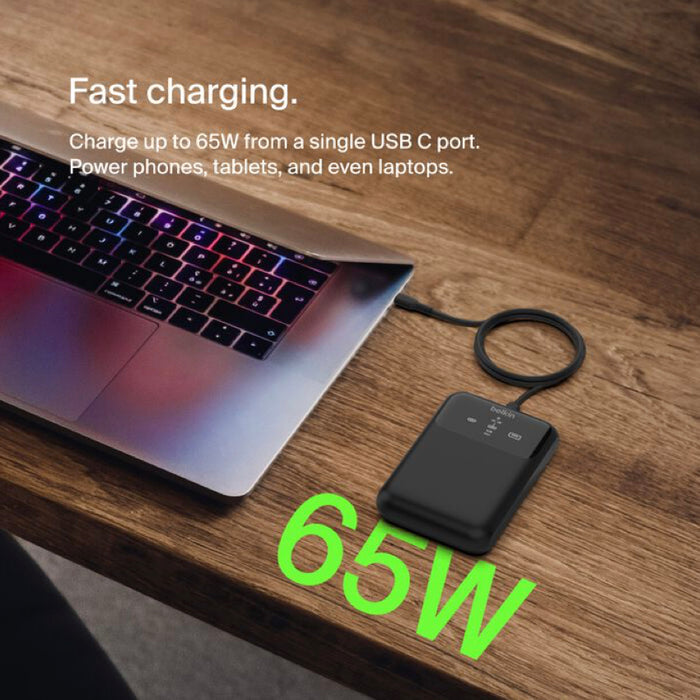 แบตเตอรี่สำรองพกพา Belkin Boost Charge Pro ความจุ 20000 มิลลิแอมป์ สีดำ