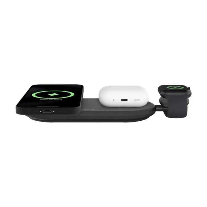 แท่นชาร์จไร้สาย Belkin BOOST CHARGE Qi2 3-in-1 Wireless Charging Pad 15W with Apple Watch สี Black