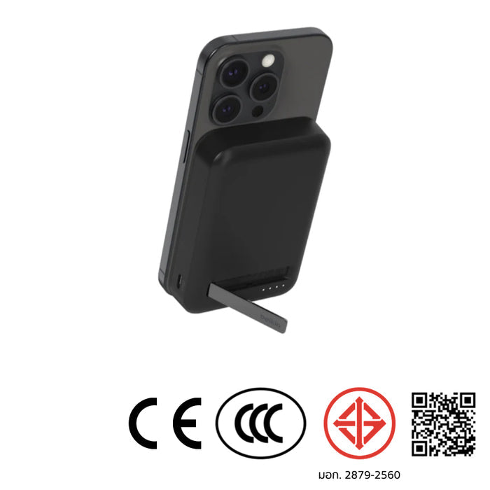 แบตเตอรี่สำรองพกพา Belkin BoostCharge 15 วัตต์ พร้อมขาตั้งในตัว สี Black (10000 mAh)