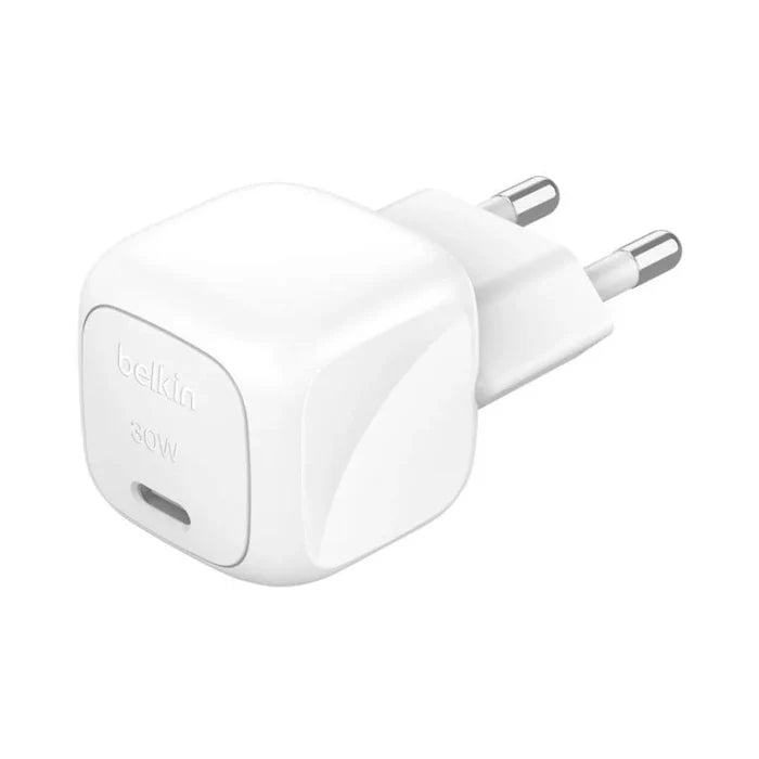 Belkin BoostCharge Compact USB-C Wall Charger 30W ที่ชาร์จพกพา ขนาดกะทัดรัดและประสิทธิภาพสูง ชาร์จอุปกรณ์ต่างๆ ของคุณได้รวดเร็วและปลอดภัย พร้อมดีไซน์ทันสมัยและสะดวกในการพกพา เหมาะสำหรับการใช้งานในชีวิตประจำวัน