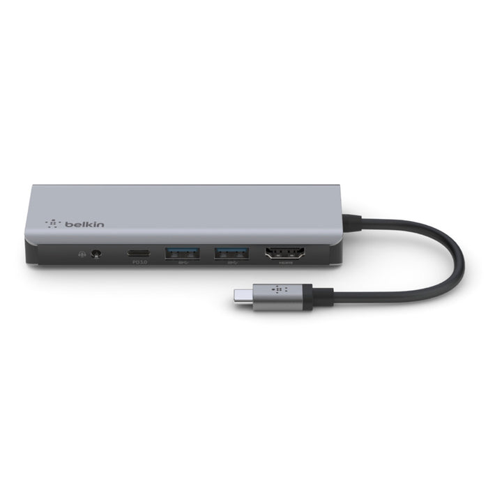 ฮับมัลติมีเดีย Belkin USB-C Multimedia Hub 7 in 1 100 วัตต์ สี Gray