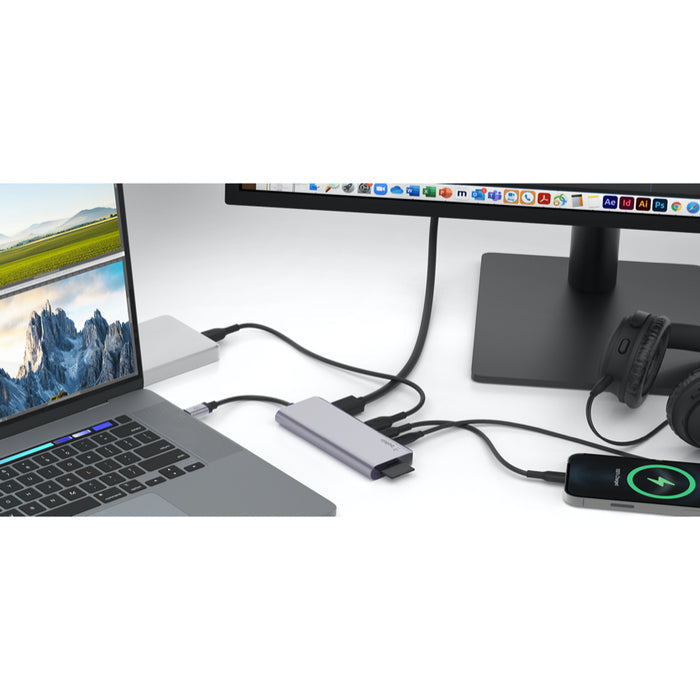 ฮับมัลติมีเดีย Belkin USB-C Multimedia Hub 7 in 1 100 วัตต์ สี Gray