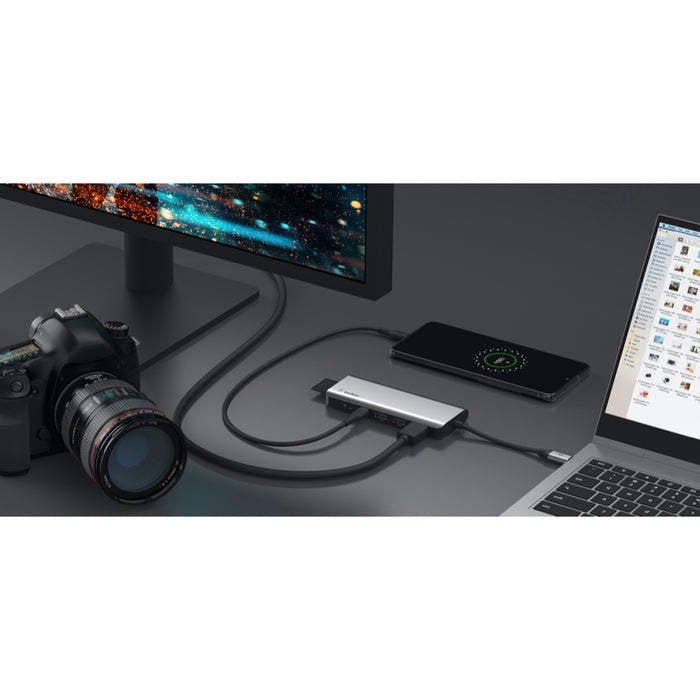 ฮับมัลติมีเดีย Belkin USB-C Multimedia Hub 7 in 1 100 วัตต์ สี Gray