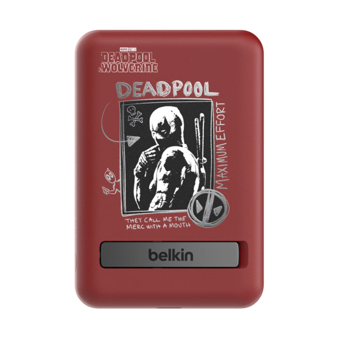 แบตเตอรี่สำรองพกพา Boost Charge 7.5 วัตต์ ความจุ 5,000 mAh พร้อมขาตั้งในตัว ลาย Deadpool