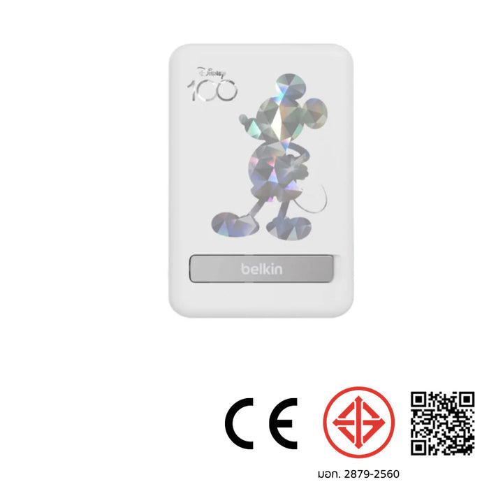 แบตเตอรี่สำรองไร้สาย Boost Charge 7.5 วัตต์ พร้อมขาตั้ง ลาย Mickey Mouse