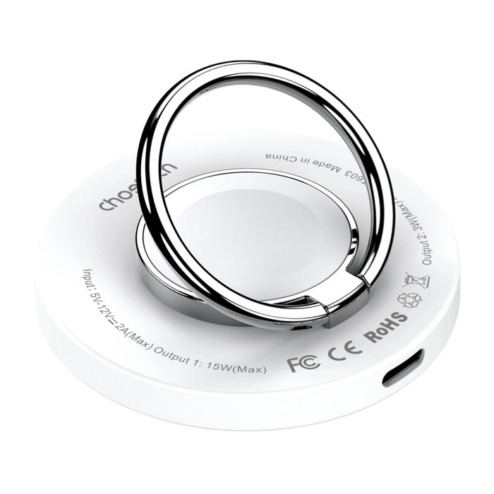 ที่ชาร์จไร้สายแบบแม่เหล็ก Choetech 2 in 1 กำลังไฟสูงสุด 15W พร้อมตัวยึด สี White