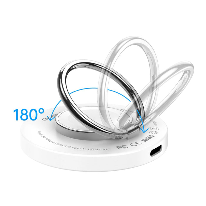 ที่ชาร์จไร้สายแบบแม่เหล็ก Choetech 2 in 1 กำลังไฟสูงสุด 15W พร้อมตัวยึด สี White