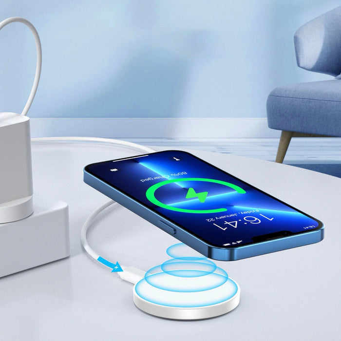 ที่ชาร์จไร้สายแบบแม่เหล็ก Choetech 2 in 1 กำลังไฟสูงสุด 15W พร้อมตัวยึด สี White