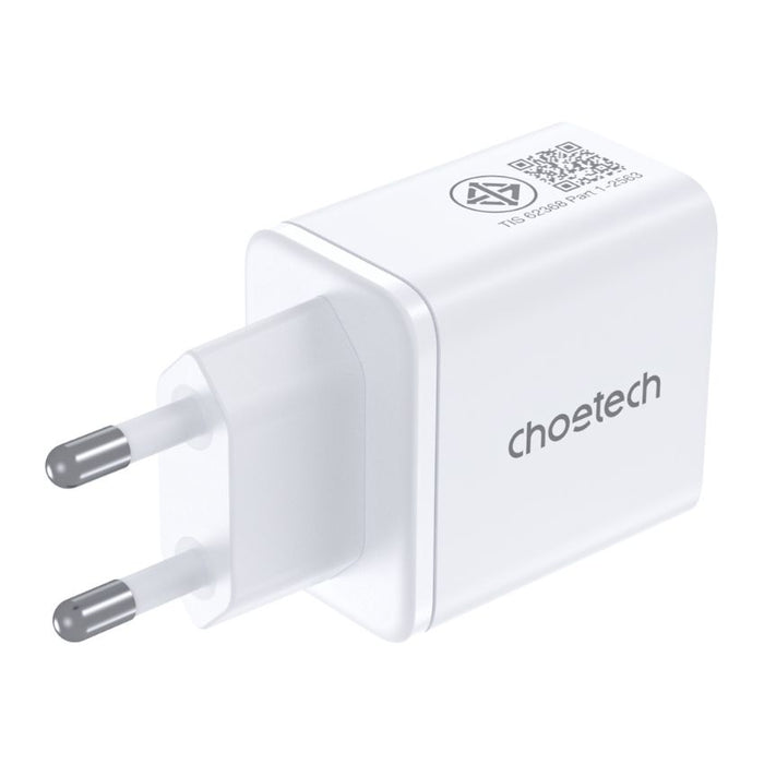 หัวชาร์จ Choetech Dual USB-C Ports PD 45 วัตต์ ปลั๊ก TH สี White