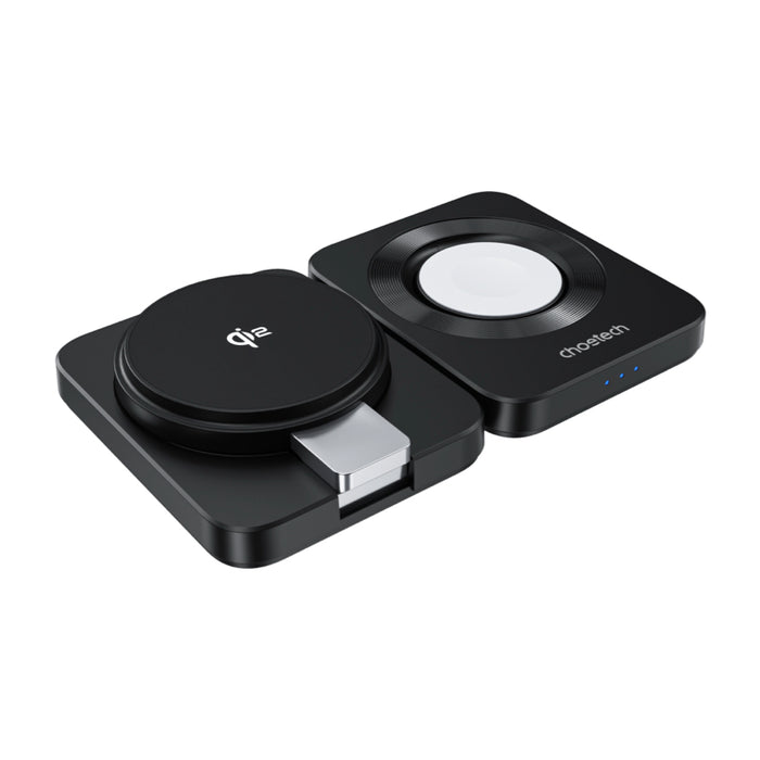 แท่นชาร์จชาร์จไร้สาย Choetech Qi2 3 in 1 Travel รองรับกำลังไฟ 15W สี Black