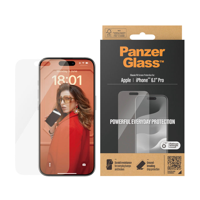 ฟิล์มกระจก แบบไม่เต็มจอ Classic Fit สำหรับ iPhone 15 Pro
