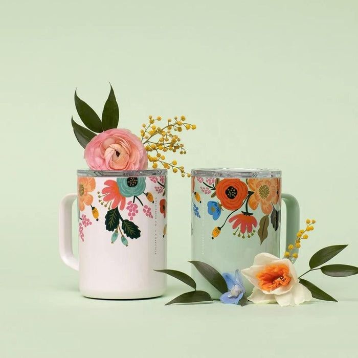 Corkcicle Rifle Paper 16oz Mug Gloss Mint Lively Floral - BoardCo