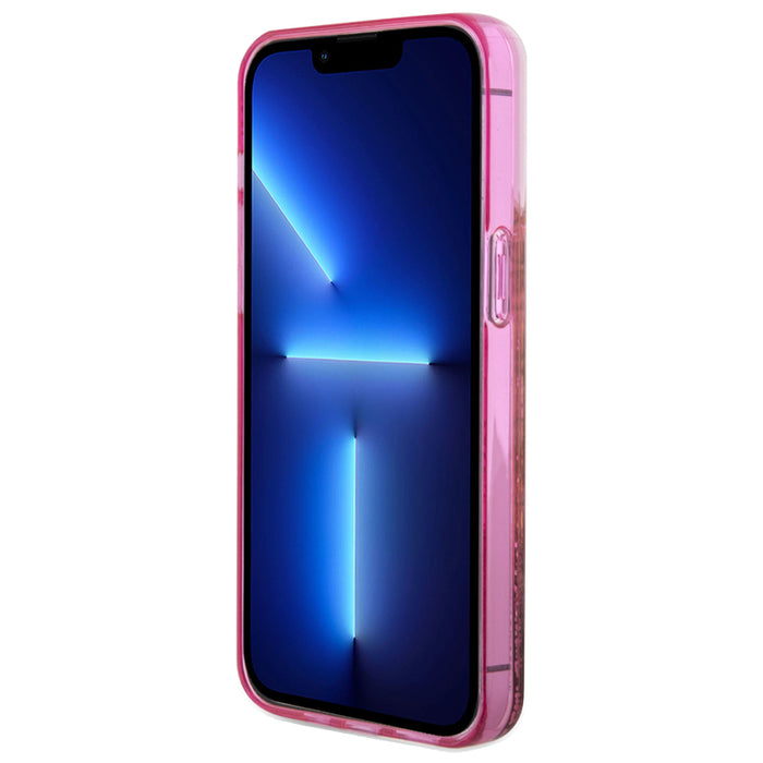 เคสแฟชั่น Guess Liquid Glitter 4G Pattern สำหรับ iPhone 15 Pro Max สี Translucent Pink