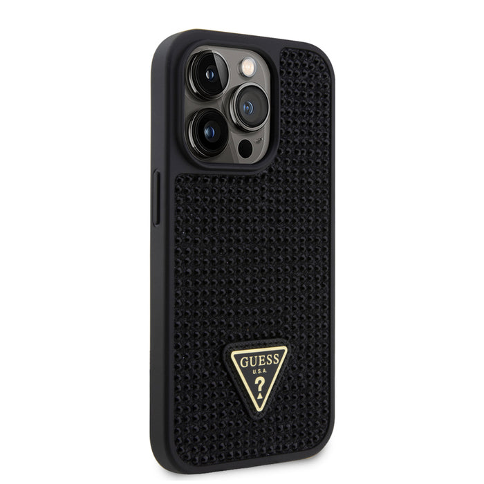 เคสกันกระแทก Guess Rhinestones With Triangle Metal Patch Logo สำหรับ iPhone 15 Pro สี Black