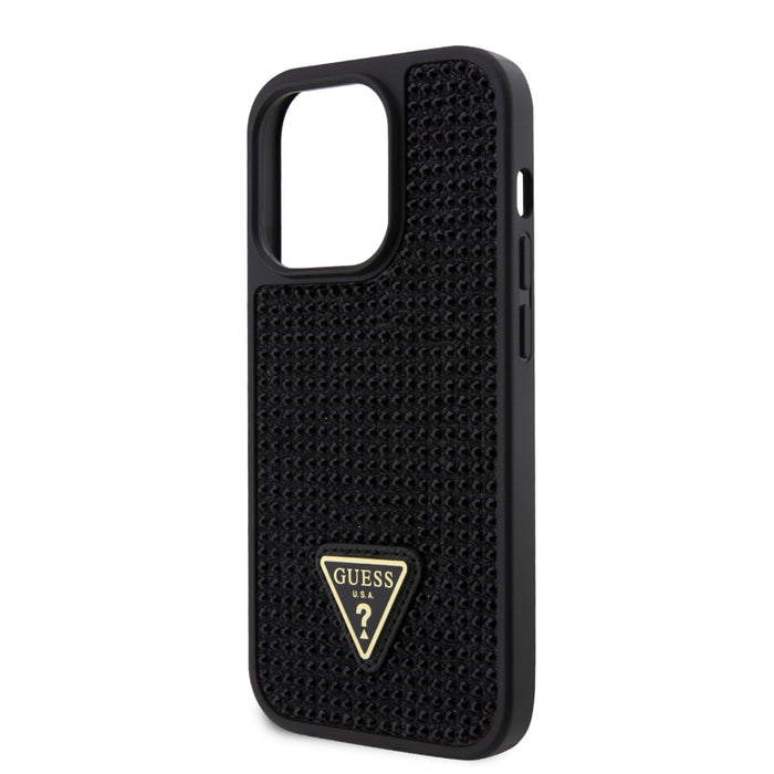 เคสกันกระแทก Guess Rhinestones With Triangle Metal Patch Logo สำหรับ iPhone 15 Pro สี Black