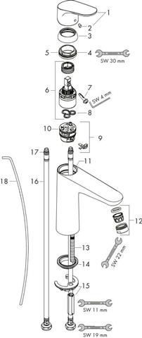hansgrohe 31607000 Waschtisch-Einhebelmischer 100 Focus