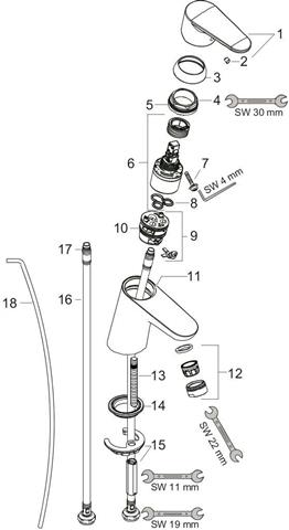 hansgrohe 31730000 Focus 70 Waschtisch-Einhebelmischer