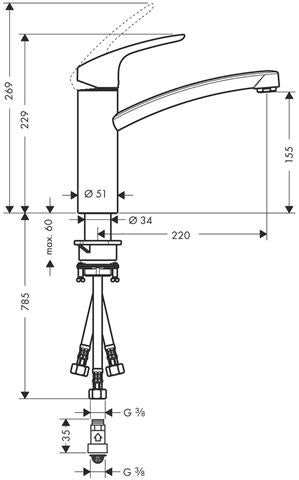 hansgrohe 31804000 Spültisch-Einhebelmischer 160 Focus Niederdruck
