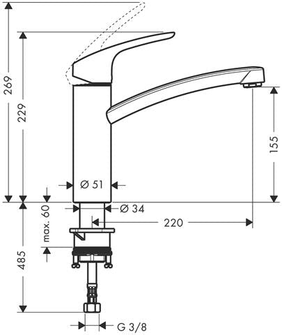 hansgrohe 31806000 Spültisch-Einhebelmischer 160 Focus M41
