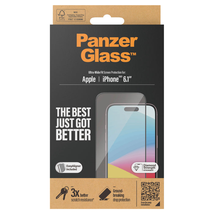 ฟิล์มกระจก iPhone 15 PanzerGlass Ultra Wide Fit [With Applicator]