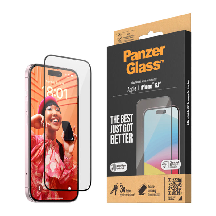 ฟิล์มกระจก iPhone 15 PanzerGlass Ultra Wide Fit [With Applicator]