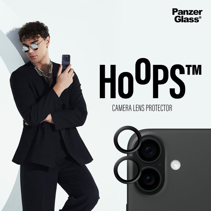 ฟิล์มกระจกกันรอยเลนส์กล้อง iPhone 16 16/16 Plus PanzerGlass รุ่น PaHoops Black