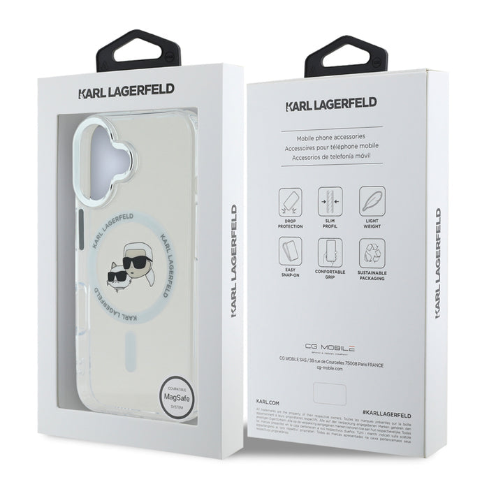 เคสกันกระแทก iPhone 16 Karl Karl-Choupette Head รองรับ MagSafe สี White