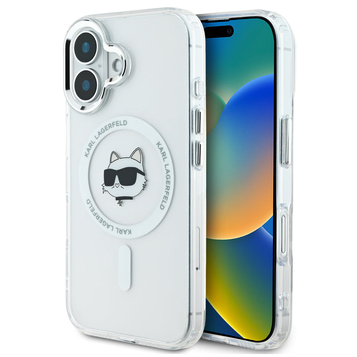 เคสกันกระแทก iPhone 16 Plus Karl Choupette Head รองรับ MagSafe สี White