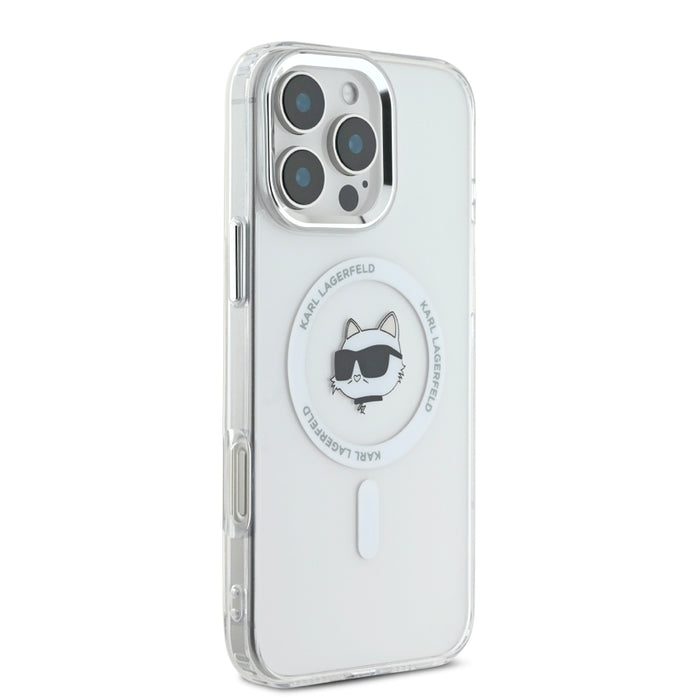 เคสกันกระแทก iPhone 16 Pro Karl Choupette Head รองรับ MagSafe สี White