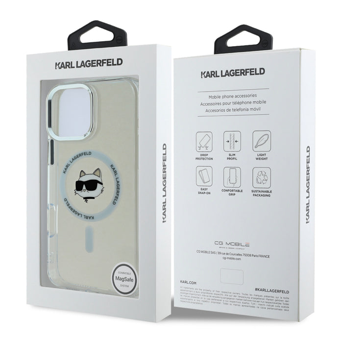เคสกันกระแทก iPhone 16 Pro Karl Choupette Head รองรับ MagSafe สี White